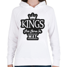 PRINTFASHION KINGS are born in May - fekete - Női kapucnis pulóver - Fehér női pulóver, kardigán
