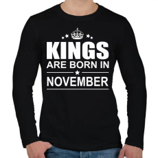 PRINTFASHION Kings are born in November - Férfi hosszú ujjú póló - Fekete