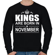 PRINTFASHION Kings are born in November - Férfi pulóver - Fekete