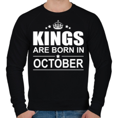 PRINTFASHION Kings are born in October - Férfi pulóver - Fekete