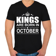 PRINTFASHION Kings are born in October - Férfi V-nyakú póló - Fekete