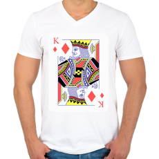 PRINTFASHION Király káró - Férfi V-nyakú póló - Fehér