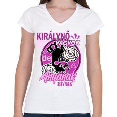PRINTFASHION királynő - Női V-nyakú póló - Fehér
