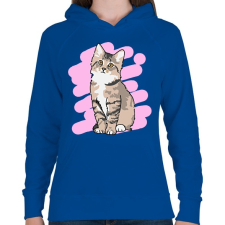 PRINTFASHION Kis cica  - Női kapucnis pulóver - Királykék női pulóver, kardigán
