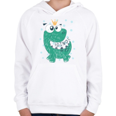 PRINTFASHION Kis dinóherceg - Gyerek kapucnis pulóver - Fehér