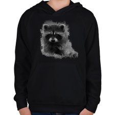 PRINTFASHION Kis mosómedve (fekete-fehér újság) - Gyerek kapucnis pulóver - Fekete gyerek pulóver, kardigán