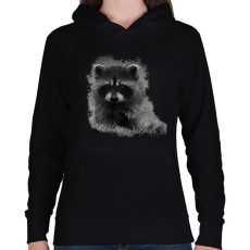 PRINTFASHION Kis mosómedve (fekete-fehér újság) - Női kapucnis pulóver - Fekete