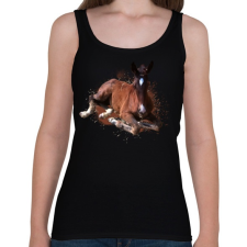 PRINTFASHION kiscsikó portré - Női atléta - Fekete női trikó