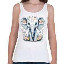 PRINTFASHION Kiselefánt virágokkal - Női atléta - Fehér női trikó
