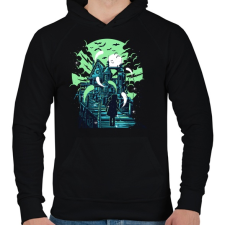 PRINTFASHION Kísértetház - Férfi kapucnis pulóver - Fekete férfi pulóver, kardigán