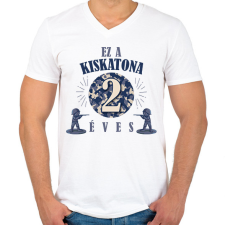 PRINTFASHION Kiskatona - Évszámmal - Férfi V-nyakú póló - Fehér férfi póló