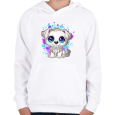 PRINTFASHION Kiskutya - Gyerek kapucnis pulóver - Fehér