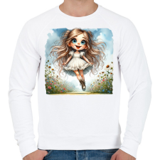 PRINTFASHION Kislány a tavaszi réten - Férfi pulóver - Fehér férfi pulóver, kardigán