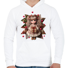 PRINTFASHION Kislány ajándékkal - Férfi kapucnis pulóver - Fehér férfi pulóver, kardigán