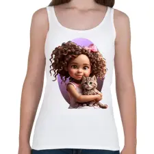 PRINTFASHION Kislány cicával - Női atléta - Fehér női trikó