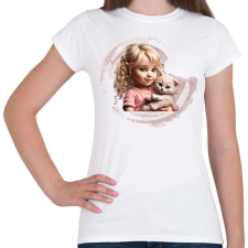 PRINTFASHION Kislány cicával - Női póló - Fehér női póló