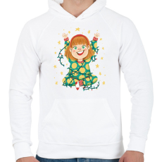 PRINTFASHION Kislány égősorral - Férfi kapucnis pulóver - Fehér