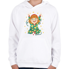 PRINTFASHION Kislány égősorral - Gyerek kapucnis pulóver - Fehér gyerek pulóver, kardigán