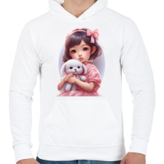 PRINTFASHION Kislány - Férfi kapucnis pulóver - Fehér