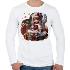 PRINTFASHION Kislány karácsonyi ruhában - Férfi hosszú ujjú póló - Fehér férfi póló