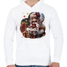 PRINTFASHION Kislány karácsonyi ruhában - Férfi kapucnis pulóver - Fehér