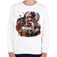 PRINTFASHION Kislány karácsonyi ruhában - Gyerek pulóver - Fehér gyerek pulóver, kardigán