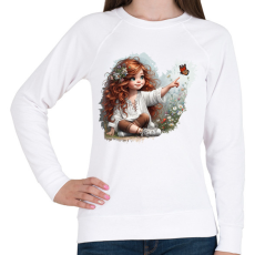 PRINTFASHION Kislány pillangóval - Női pulóver - Fehér