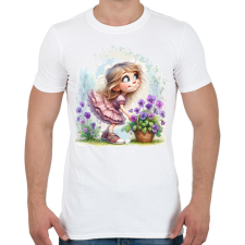 PRINTFASHION Kislány tavaszi ibolyával - Férfi póló - Fehér férfi póló