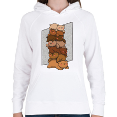 PRINTFASHION Kismackók - Női kapucnis pulóver - Fehér