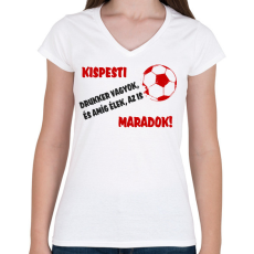 PRINTFASHION Kispesti drukker - Női V-nyakú póló - Fehér