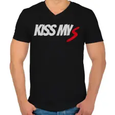 PRINTFASHION KISS MY S - Férfi V-nyakú póló - Fekete férfi póló