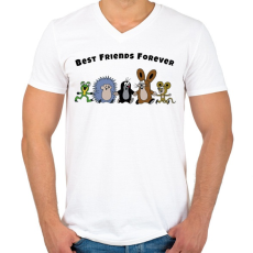 PRINTFASHION Kisvakond - BFF - Férfi V-nyakú póló - Fehér