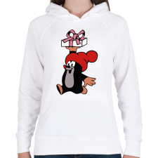 PRINTFASHION Kisvakond Karácsony - Női kapucnis pulóver - Fehér női pulóver, kardigán