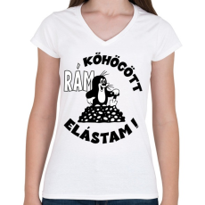 PRINTFASHION Kisvakond - rám köhögött elástam - Női V-nyakú póló - Fehér