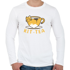 PRINTFASHION Kit-tea - Férfi hosszú ujjú póló - Fehér férfi póló