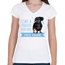 PRINTFASHION Kiválasztott tacsi gazdi - Női V-nyakú póló - Fehér női póló