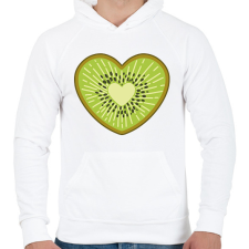 PRINTFASHION Kiwi szív - Férfi kapucnis pulóver - Fehér férfi pulóver, kardigán