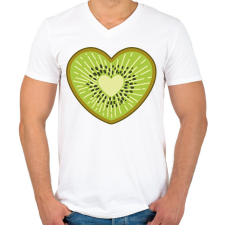 PRINTFASHION Kiwi szív - Férfi V-nyakú póló - Fehér férfi póló