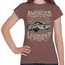 PRINTFASHION Klasszikus Amerikai autó - Női póló - Mogyoróbarna női póló