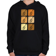 PRINTFASHION Klasszikus gitárok - Gyerek kapucnis pulóver - Fekete gyerek pulóver, kardigán