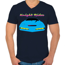 PRINTFASHION Knight Rider Synthwave - Férfi V-nyakú póló - Sötétkék férfi póló