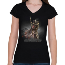 PRINTFASHION knights_templar_002 - Női V-nyakú póló - Fekete női póló