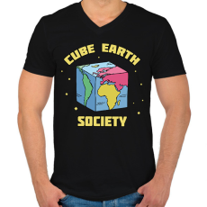PRINTFASHION Kocka Föld elmélet - Férfi V-nyakú póló - Fekete
