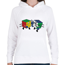 PRINTFASHION Kocka K.O. - Női kapucnis pulóver - Fehér női pulóver, kardigán