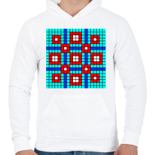 PRINTFASHION Kockás minta 01 - Férfi kapucnis pulóver - Fehér férfi pulóver, kardigán