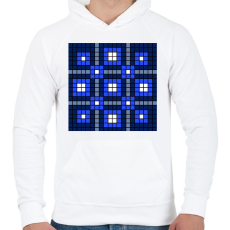 PRINTFASHION Kockás minta 05 - Férfi kapucnis pulóver - Fehér