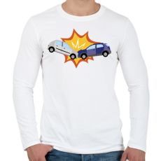 PRINTFASHION Kocsi ütközés - Férfi hosszú ujjú póló - Fehér