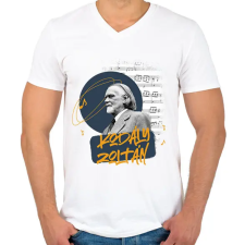PRINTFASHION Kodály Zoltán - Férfi V-nyakú póló - Fehér férfi póló
