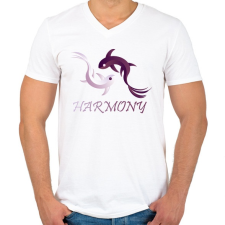 PRINTFASHION Koi harmónia - Férfi V-nyakú póló - Fehér férfi póló