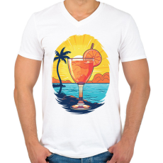 PRINTFASHION Koktél - Férfi V-nyakú póló - Fehér